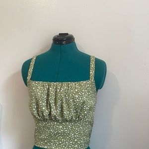 green floral tank top
